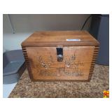 Wooden Storage Box with Deer Graphic and Locking Latch