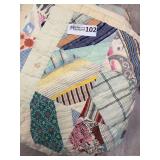 Handmade Patchwork Quilt with Multi-Pattern Fabric Blocks