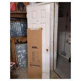 Interior Six-Panel Door with Brass Knobs and Hinges, Plus Mid America Louver Shutters