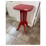 Red Painted Wooden Accent Table with Pedestal Base