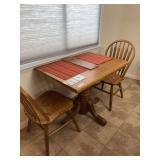 Oak Dining Table and Two Chairs Set