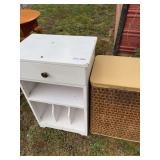 Wicker Style Plastic Hamper with Lid and Side Table