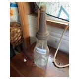 Glass Liquid Quart Oil Bottle with Metal Spout Dispenser Lid