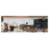 Assorted Hardware, Hand Tools, and Workshop Storage Bins Lot