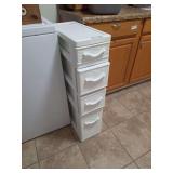 White Plastic Four-Drawer Storage Tower Unit
