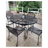 Metal Mesh Patio Table and Four Chairs Set