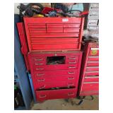Red Metal Rolling Tool Box with Assorted Hand Tools