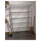 Commercial Chrome Wire Shelving Unit on Casters