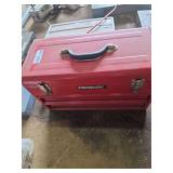 Promark Red Metal Cantilever Tool Box with Assorted Hand Tools and Sockets