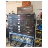 Automotive Emblems, Decals, Hardware, and Storage Cabinet Assortment