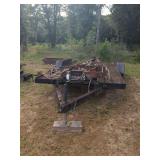 Flatbed Utility Trailer with Electric Winch and Assorted Soda Crates and Bottles
