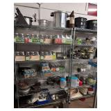 Wire Shelving Unit with Canning Jars and Kitchenware