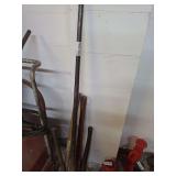 Assorted Long-Handled Metal and Wood Shop Tools