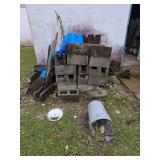Assorted Concrete Cinder Blocks and Building Materials