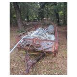 Utility Trailer Loaded with Metal Piping, Wire, and DeWalt Radial Arm Saw
