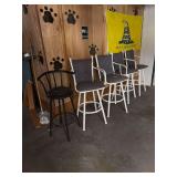 Set of Four Bar Stools and One Swivel Stool