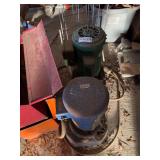 Shop Equipment Assortment Including Motors, Tool Box, and Hardware