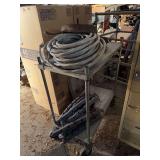 Rolling Wire Cart with Coiled Cable and Perforated Metal Bars