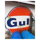 Large Gulf Oil Porcelain Gas Station Sign