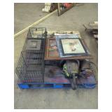 Pallet Of Miscellaneous Including A Live Animal Trap, Shop Tools & Home Decor