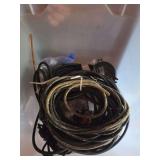 Landscaping Tubing, Airline Connectors, Weights, and Clamps in Storage Bin