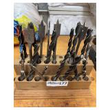 Assorted Drill Bit Set in Wooden Stand