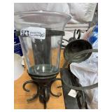 Metal Wall Sconce with Glass Hurricane Shade