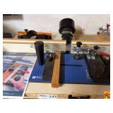 Dewalt Router Mounted in Table with Rockler Rail Coping Sled