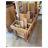 Mobile Rolling Wood Cart Filled with Assorted Hardwood and Softwood Lumber