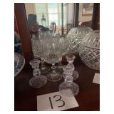 Cut Crystal Stemware and Taper Candlestick Holders
