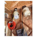 Garden Sprayers, Cord Reel, and Decorative Sign