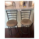 (2) Metal Barstools with Upholstered Seats