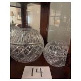 Pair of Cut Glass Sphere Bowls