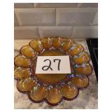 Marigold Iridescent Carnival Glass Egg Plate