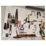 Hand Tools and Workshop Hardware on Pegboard