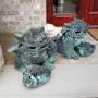 Pair of Chinese Bronze Foo Dogs