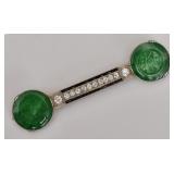 18k Gold Art Deco Jade Brooch