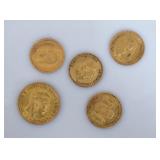 Five Foreign Gold Coins