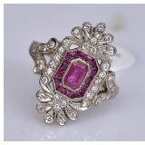 18k Gold Ruby and Diamond Ring