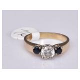 14k Gold Diamond and Sapphire Ring