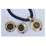 "Ancient" Coin Pendant and Earrings
