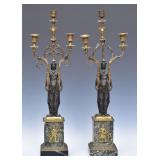 Pair of French Gilt Bronze Candelabras