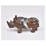 Carved Boulder Opal Rhinoceros