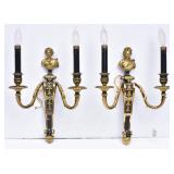 Pair of Classical Gilt Bronze Wall Sconces