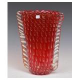 Murano Art Glass Red Vase