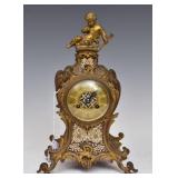 French Bronze Enameled Clock