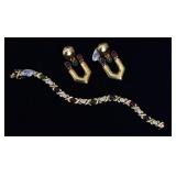 14k Gold Ruby, Sapphire and Emerald Bracelet