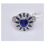 18k Gold Art Deco Style Sapphire and Diamond Ring