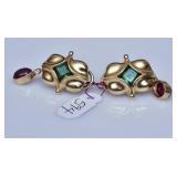 Pair of 14k Gold Tourmaline Earrings