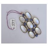 14k Gold Moon Stone Brooch